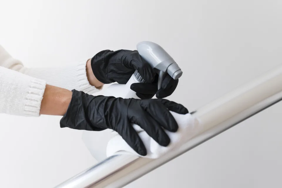 Dezinfekcija rukohvata s rukavicama